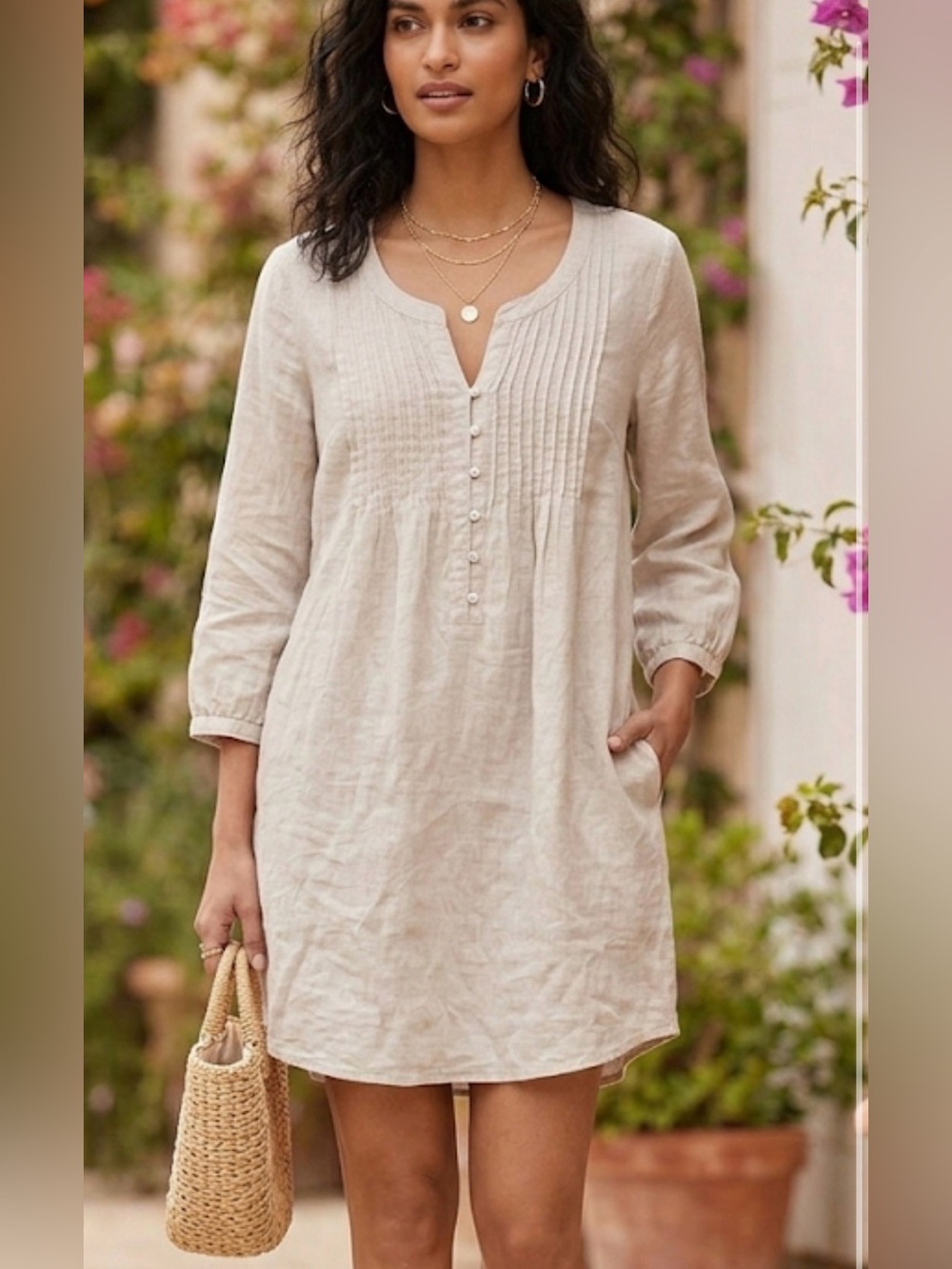 VINEYARD VINES LINEN BUTTON FRONT COVERUP SIZE M PEBBLE GREY